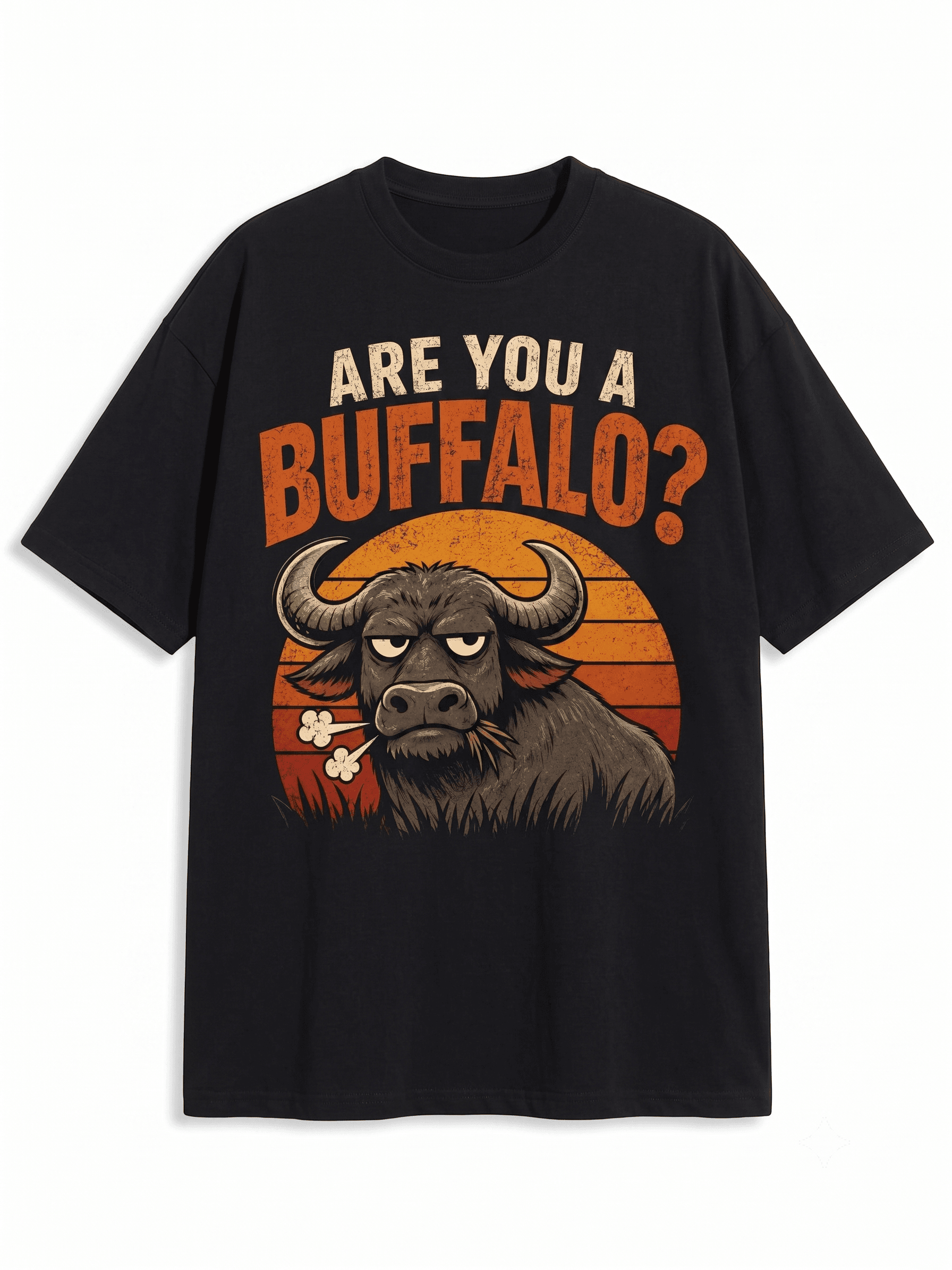 Are You A Buffalo? — Black — On T-Shirt (real)