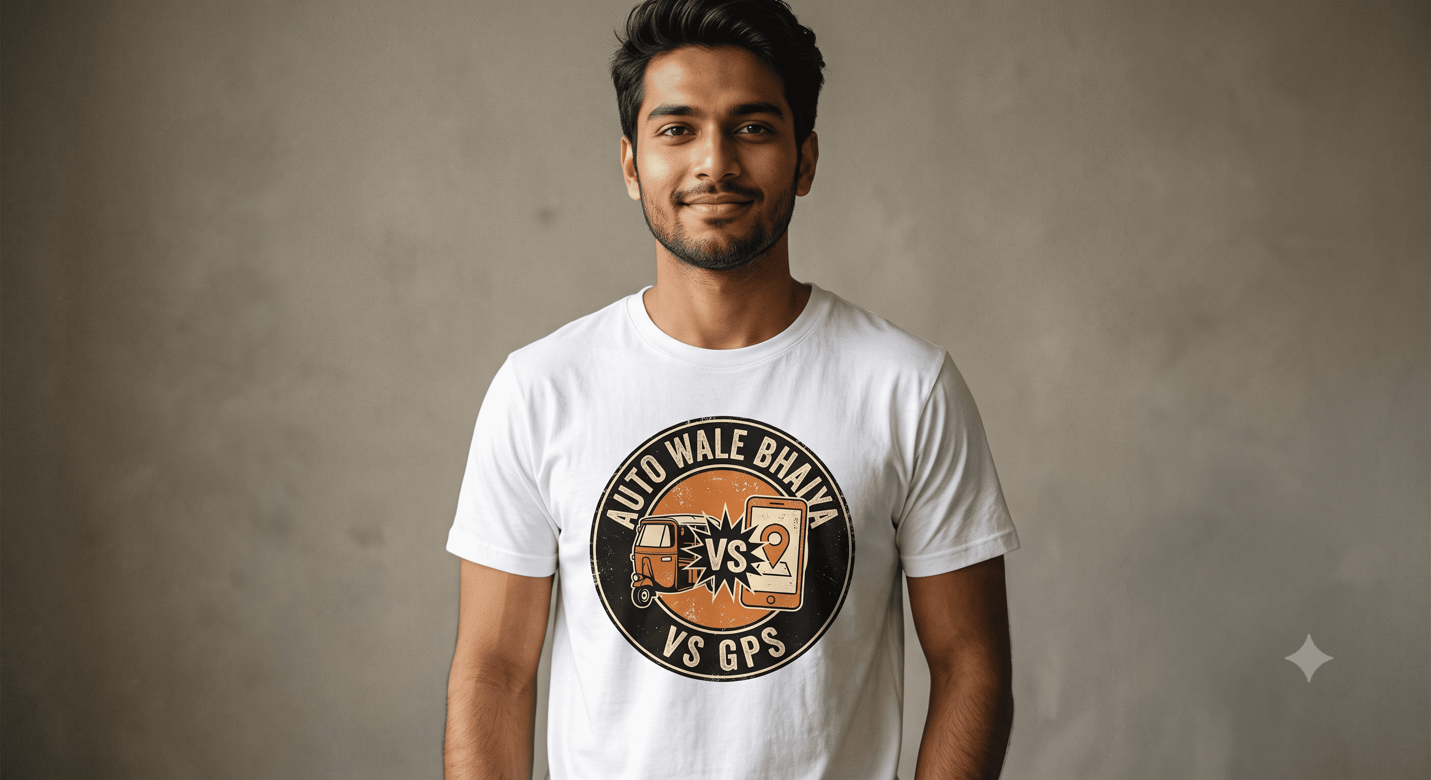 Auto Wale Bhaiya Vs GPS — White — On Model (real)