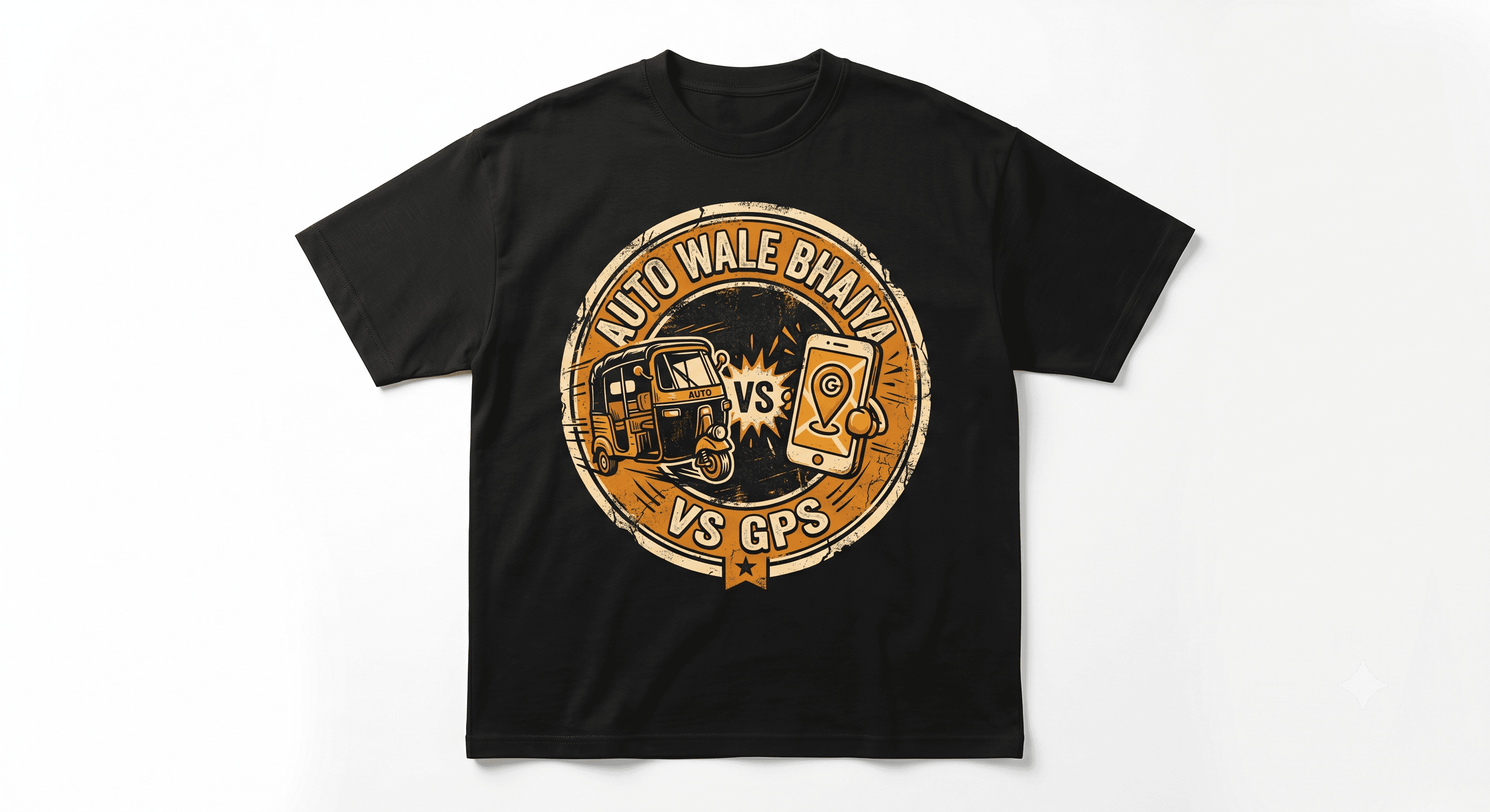 Auto Wale Bhaiya Vs GPS — Black — On T-Shirt (real)