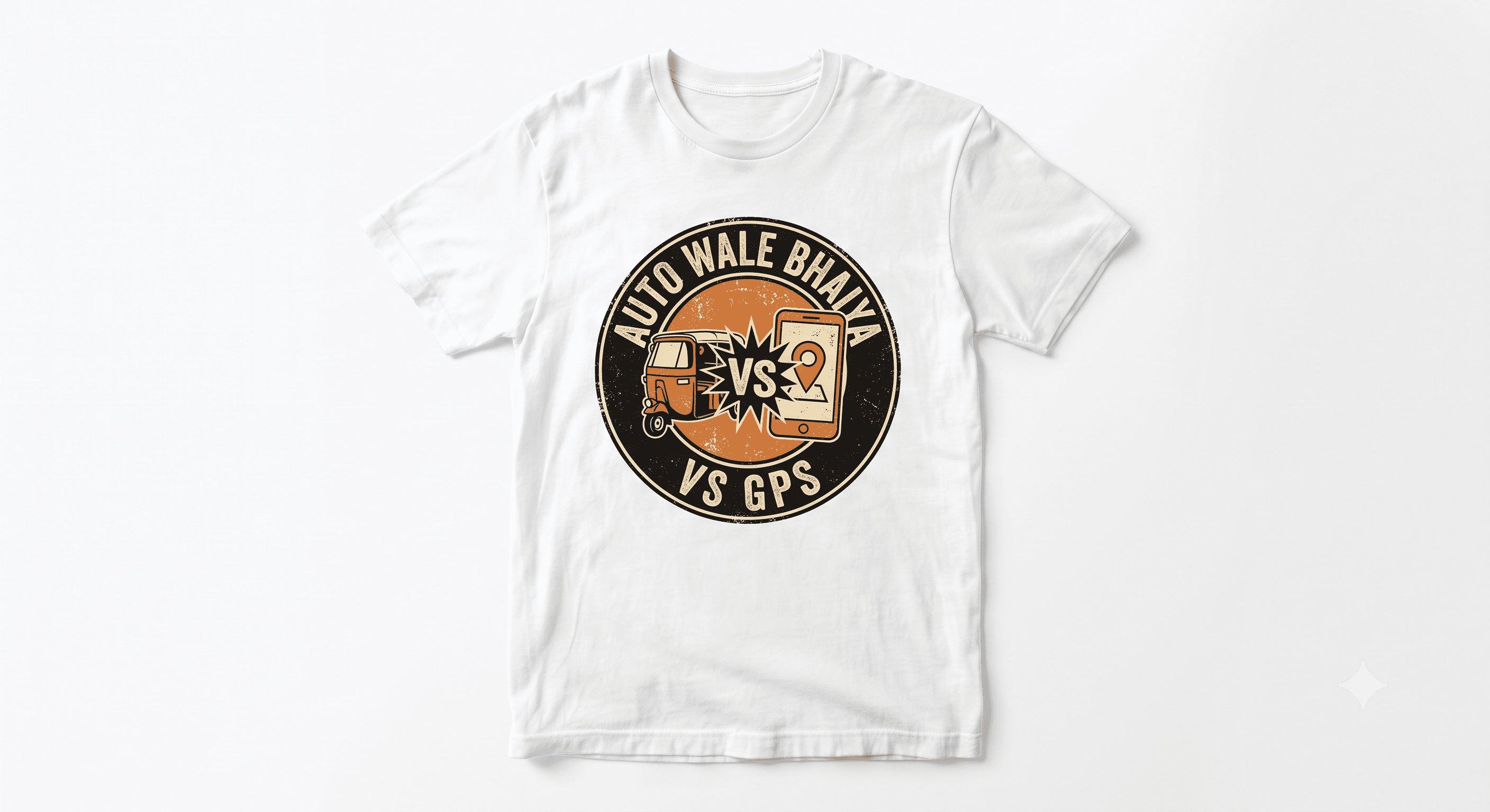 Auto Wale Bhaiya Vs GPS — White — On T-Shirt (real)