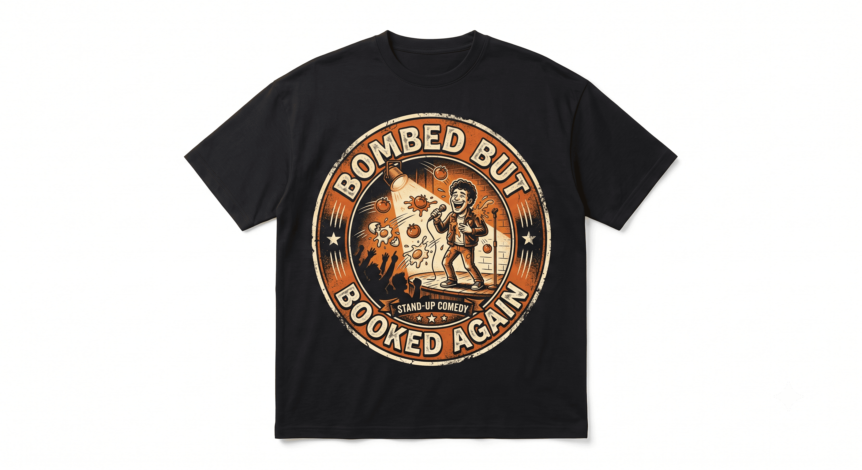 Bombed But Booked Again — Black — On T-Shirt (real)