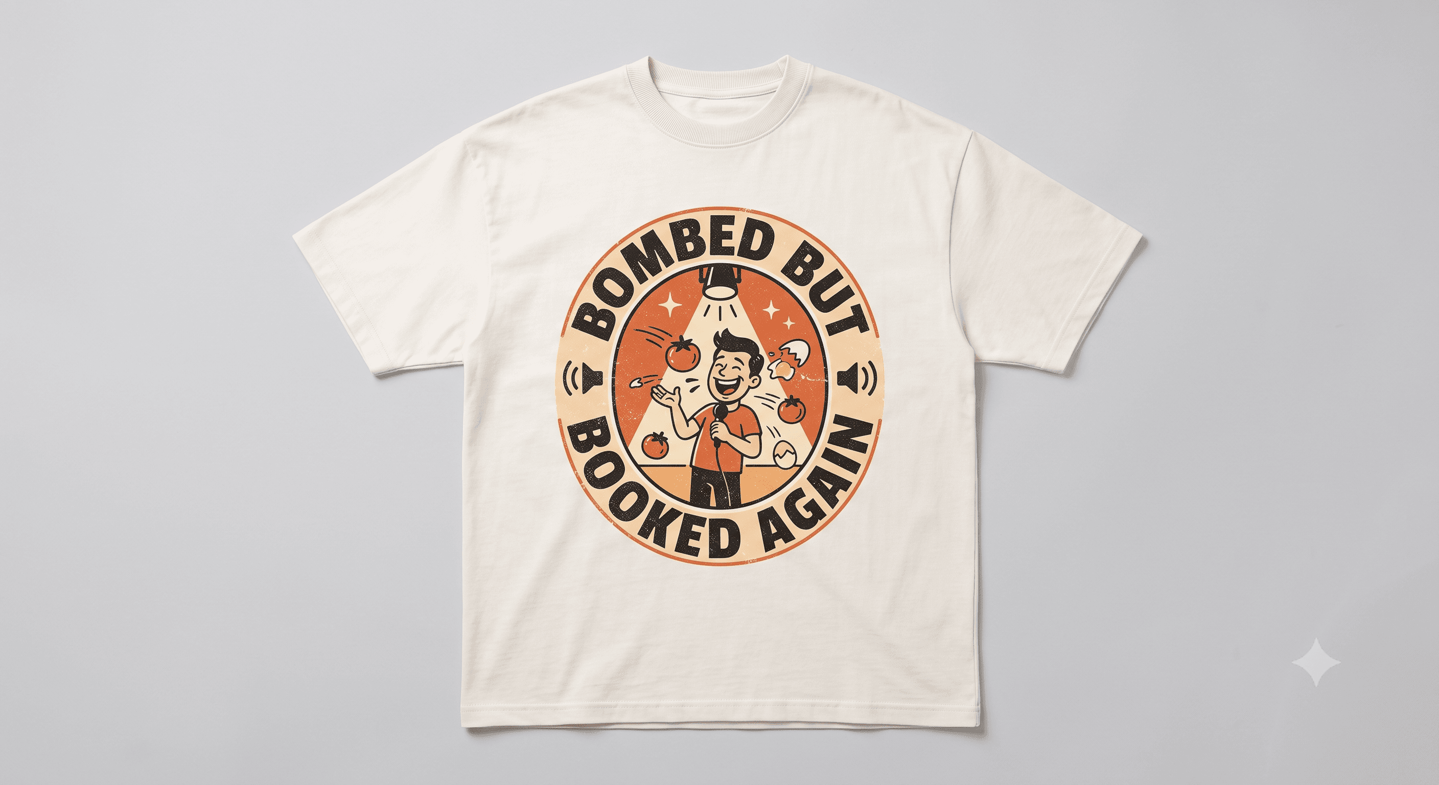 Bombed But Booked Again — White — On T-Shirt (real)