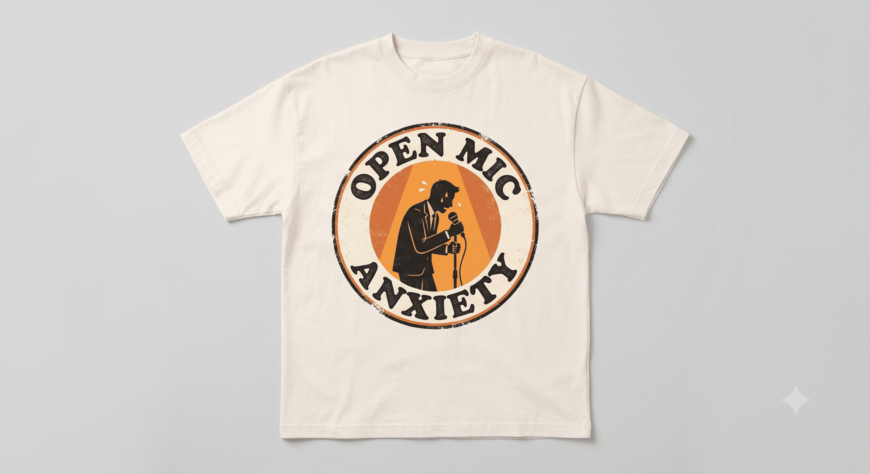 Open Mic Anxiety — White — On T-Shirt (real)