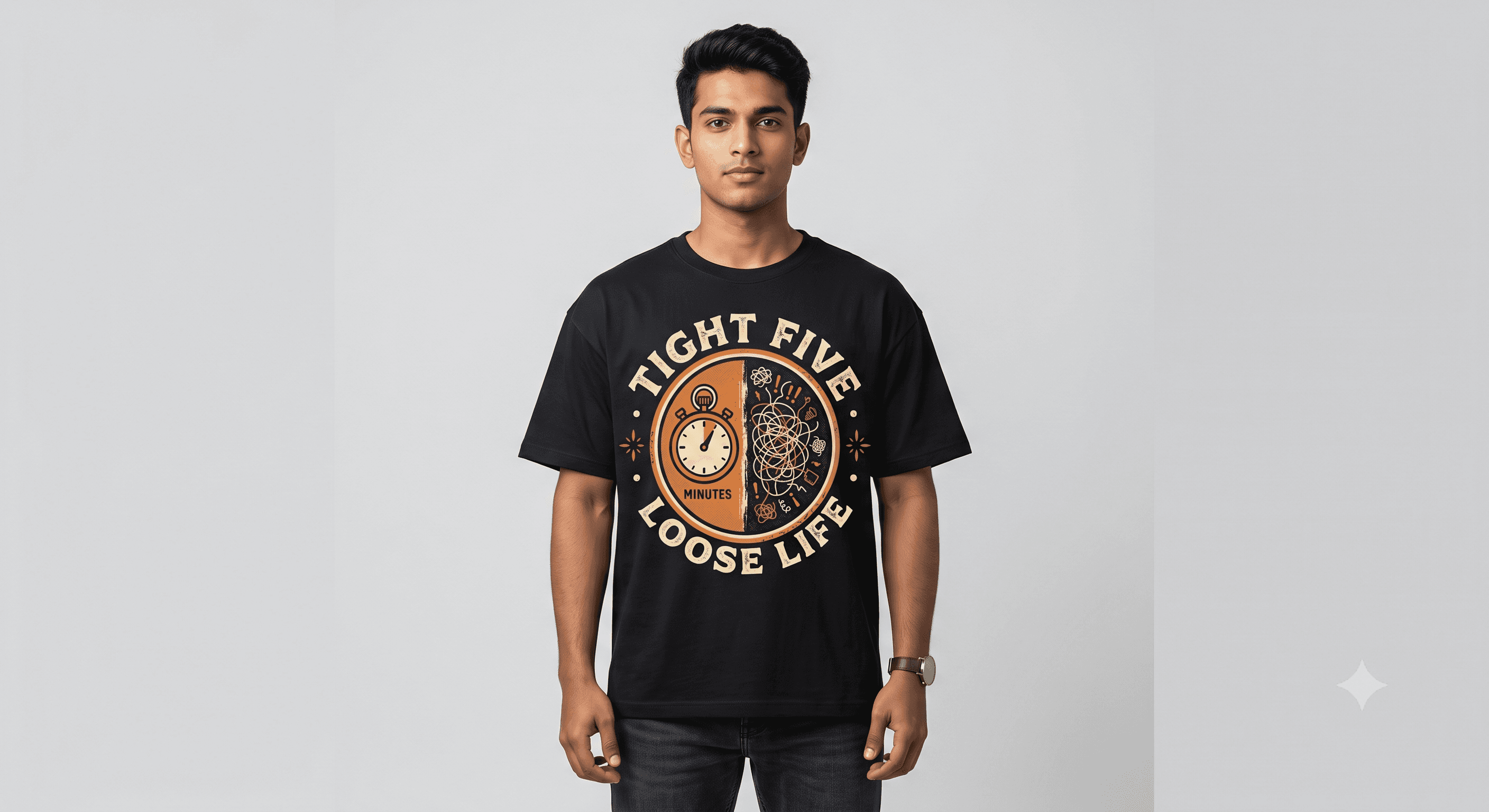 Tight Five Loose Life — Black — On Model (real)