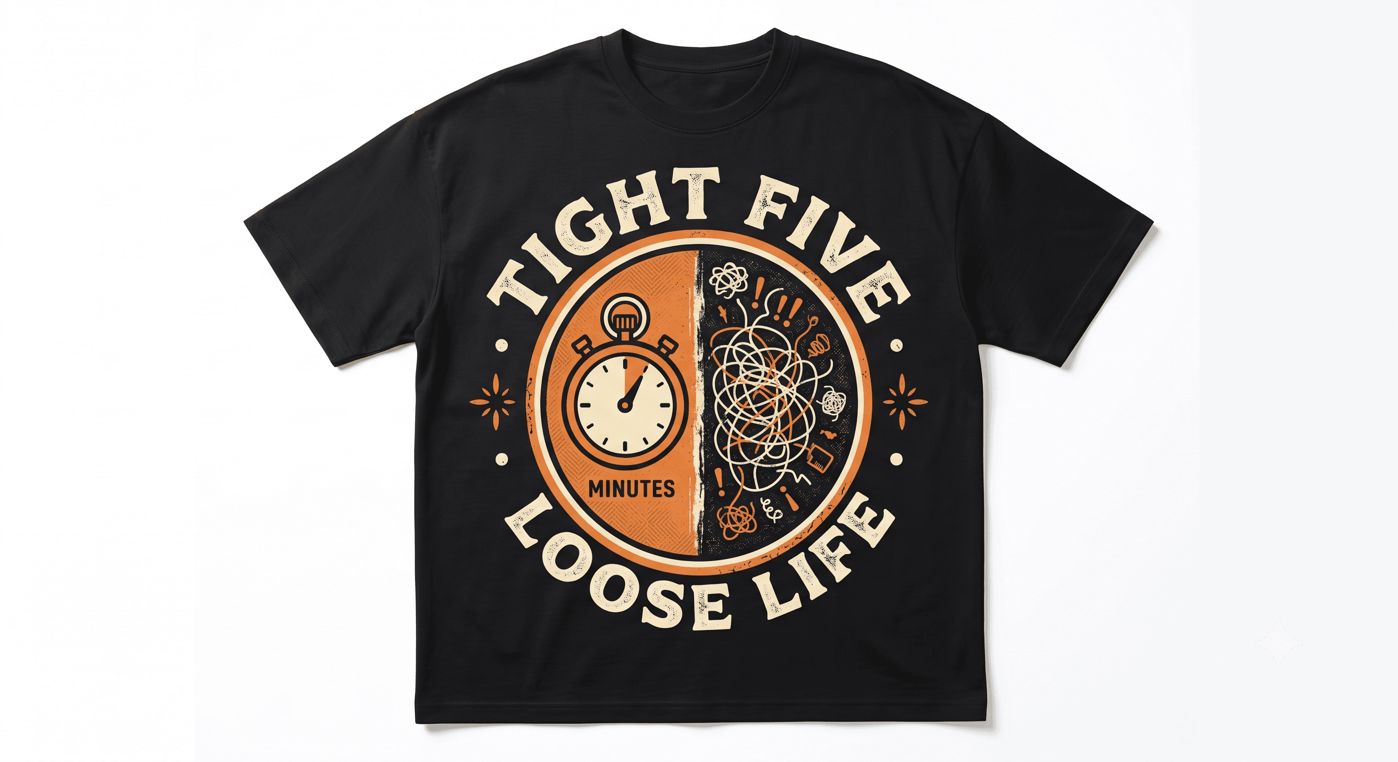 Tight Five Loose Life — Black — On T-Shirt (real)