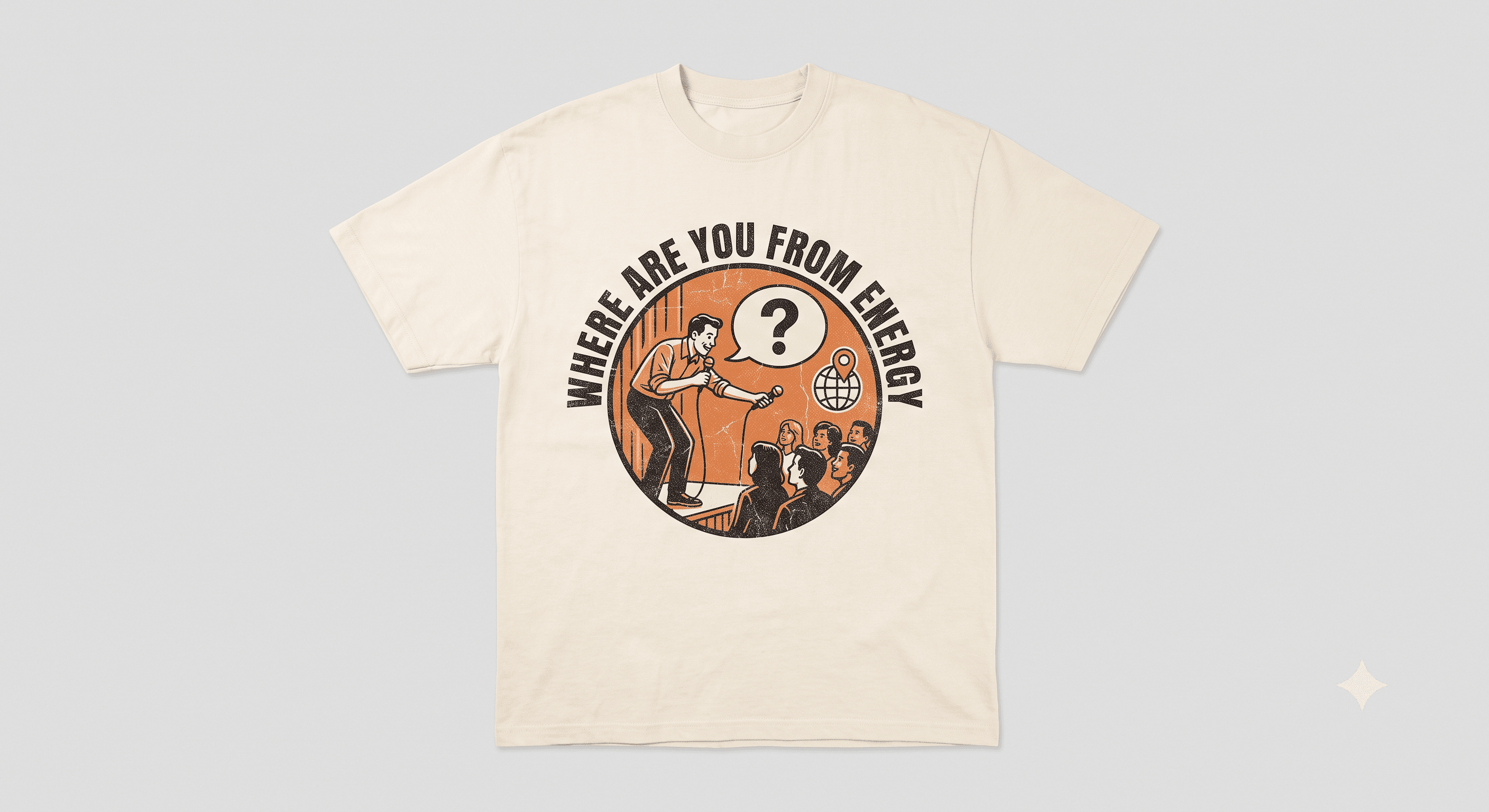 Where Are You From Energy — White — On T-Shirt (real)